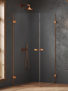 Kabina prysznicowa OXIA COPPER BRUSHED 2D kwadratowa 70x70x200 szkło czyste 8mm Active Shield 2.0