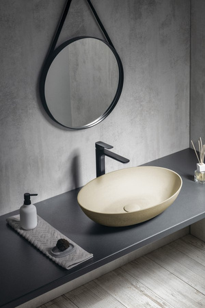 FORMIGO umywalka betonowa nablatowa, 60x40cm, żółty mat