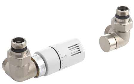 ECO zestaw przyłączeniowy termostatyczny, lewy, nikiel/biały