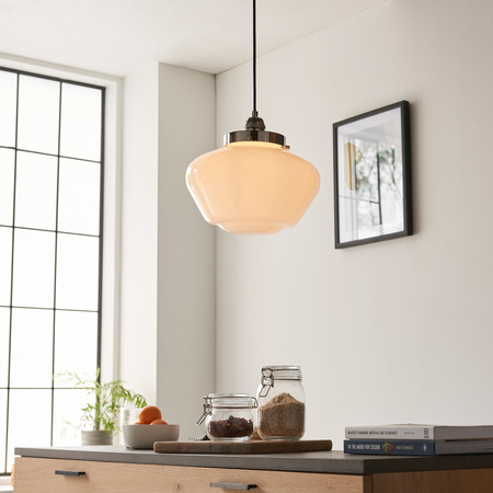 Camberley 1 Pendant Light Bright Bickel Opal Glass