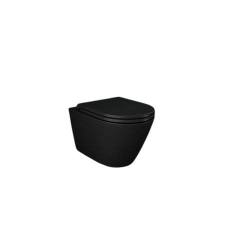 RAK Ceramics FEELING Resort Miska WC podwiesz. Rimless 52x36 cm czarny mat (504) ze stelażem i przyciskiem Stalowy Flat STRIPE -Black Alcadrain