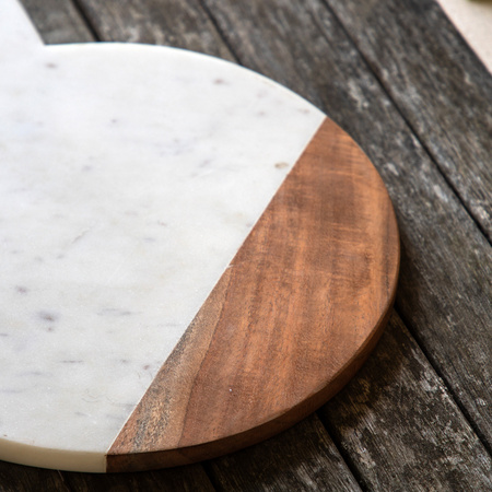 Novi Round Cheese Board White Marble 330x250x15mm
