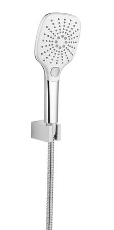 Zestaw prysznicowy, 3 tryby natrysku, silikonowe dysze, stały uchwyt, wąż 1500mm, chrom