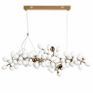 Lampa wisząca VALENTINA 150 cm - biało złota nowoczesny żyrandol