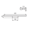 ASTEN oświetlenie LED, ścienne, 12W, 600x110mm, chrom