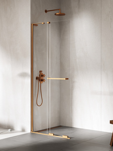 NZ2 Kabina prysznicowa SMART COPPER BRUSHED 1D walk-in U 80x200 szkło czyste 8mm Active Shield 2.0 - UCHWYT RELING-WSPORNIK KĄTOWY