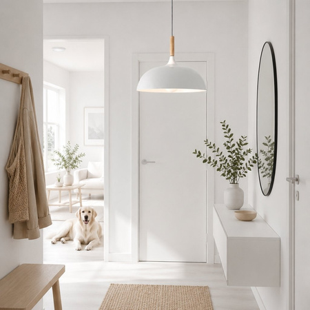 Lampa wisząca SAUCER 45 cm -  biała minimalistyczna oprawa do wnętrz nowoczesnych