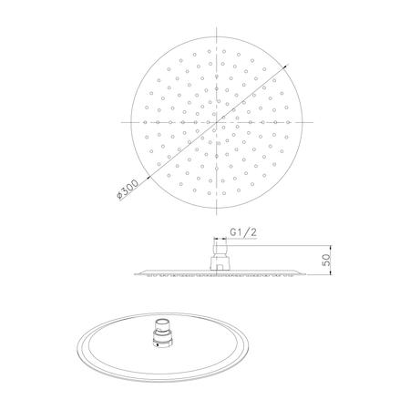 SLIM deszczownia, średnica 300mm, złoto mat