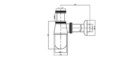 Syfon umywalkowy 5/4", odpływ 32mm, niski, chrom
