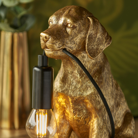 Labrador Puppy Table Lamp Vintage Gold