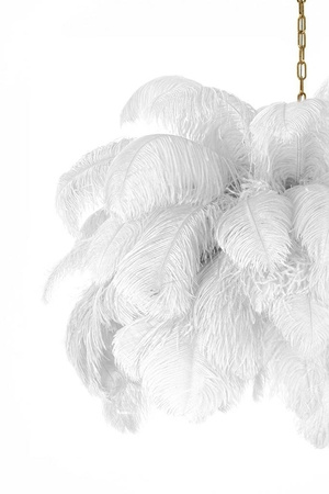 MOOSEE lampa wisząca TIFFANY 135 biała    mosiądz / naturalne pióra