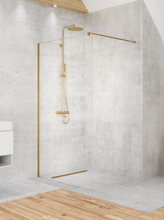 Kabina VELIO SATIN GOLD  walk-in 80x200 szkło czyste 8mm z powłoką