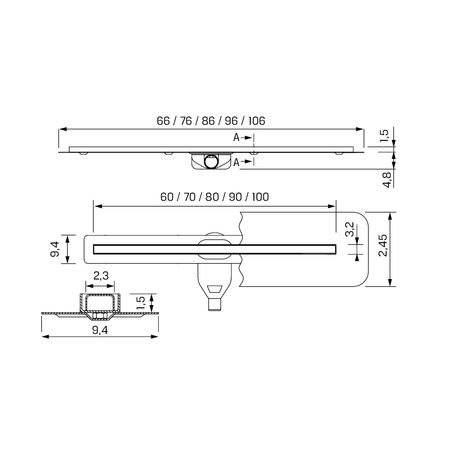 Odpływ liniowy VISIO slim Poler GOLD 700