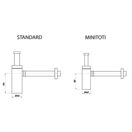 MINITOTI syfon umywalkowy 5/4"-32mm, chrom
