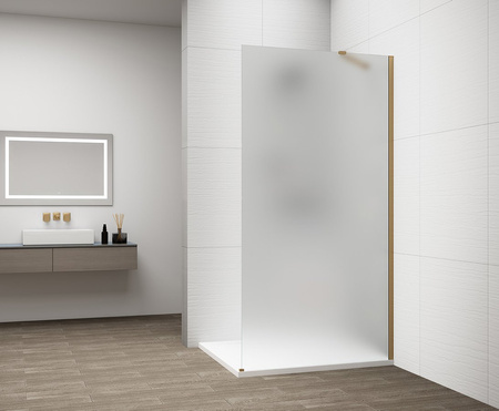 ESCA GOLD MATT jednoczęściowa kabina przysznicowa Walk-In, montaż przy ścianie, szkło matowe, 1100 mm