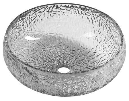 GAVIOTA grawerowana szklana umywalka nablatowa średnica 42cm, czarny
