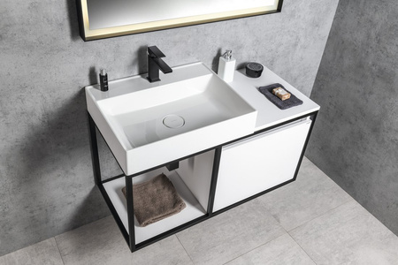 SKARA szafka pod umywalkę 100x49,5x46,5cm, czarny mat/biały mat