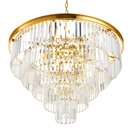 Lampa wisząca SPLENDORE 80 cm - żyrandol złoto-kryształowy