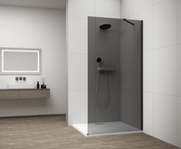 ESCA BLACK MATT jednoczęściowa kabina przysznicowa Walk-In, montaż przy ścianie, szkło dymione, 700 mm