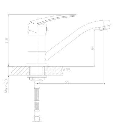 YUKON bateria umywalkowa, chrom połysk