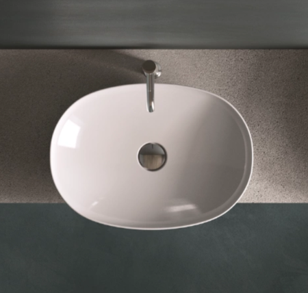 Zestaw DES Miska WC podwieszana z deską W/O i Umywalką Nablatową VARIANT owalną 50x36 cm biały połysk