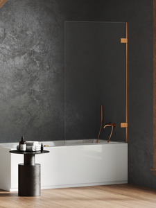 NZ2 Parawan wannowy OXIA COPPER BRUSHED 1D L 50x150 szkło czyste 8mm Active Shield 2.0
