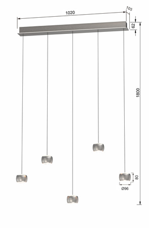 7039-503 Lampa wisząca piątka QUIBERON nikiel szampański