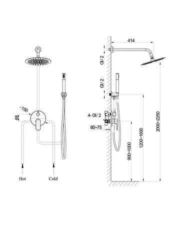 Podtynkowy zestaw prysznicowy z deszczownicą Spark Chrome