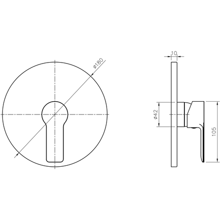 BARON bateria prysznicowa podtynkowa, 1-funkcyjna, części górne, chrom