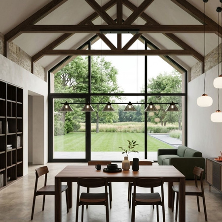 Lampa wisząca BLAKE 120 cm - LED, czarna, podłużna z sześcioma dymionymi kloszami