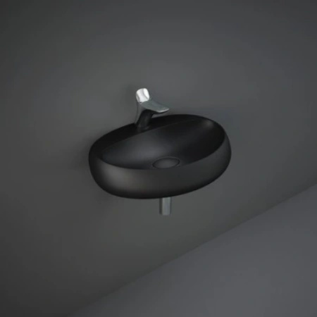 Zestaw CLOUD Umywalka podwieszano/nablatowa z maskownicą 65 cm, Miska i Deska WC czarny mat