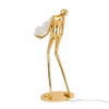 Lampa podłogowa WOMAN 180 cm –  złota figura kobiety z białymi kloszami