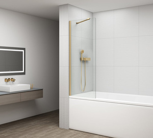 FISA parawan wannowy 600x1500mm, złoto mat, szkło czyste