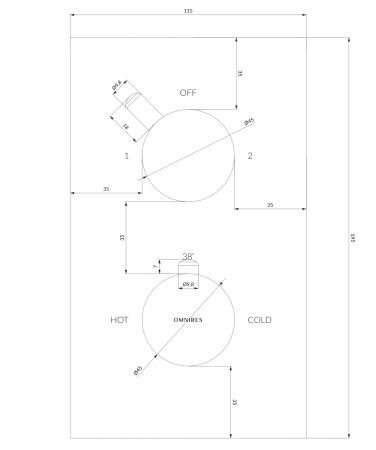 Y element natynkowy termostatycznej baterii prysznicowo-wannowej podtynkowej, chrom połysk