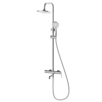 Deszczownica z baterią prysznicowo wannową trzyfunkcyjną, chrom