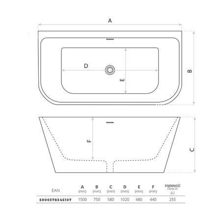 Wanna przyścienna Elias 1500