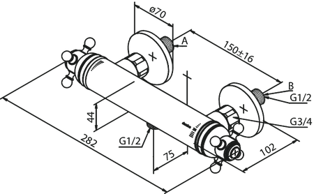 Bateria natryskowa termostatyczna chrom