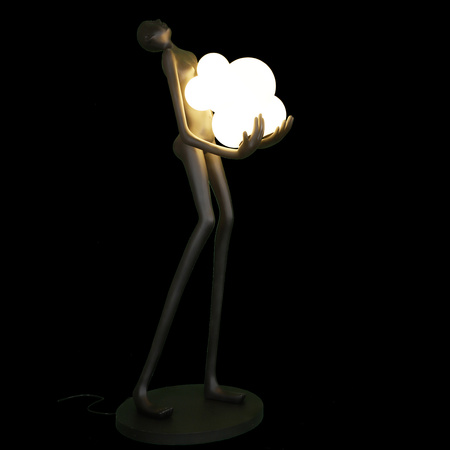 Lampa podłogowa WOMAN BLACK 180 cm - czarna figura kobiety z białymi kloszami