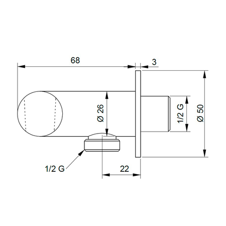 Przyłącze kątowe z uchwytem, obrotowe, chrom