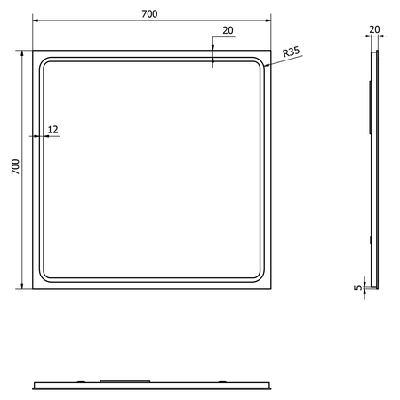 Lustro GEMINI z oświetleniem LED 70x70cm