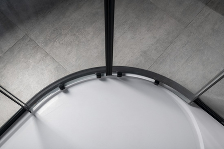 SIGMA SIMPLY BLACK kabina prysznicowa półokrągła 800x800mm, R550, szkło czyste