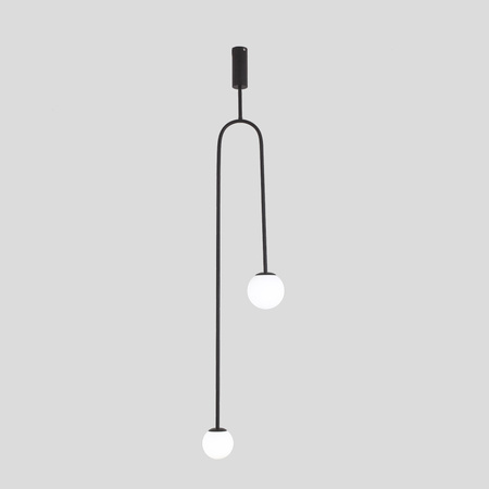 Lampa wisząca LOOP czarna 123 cm z białymi kloszami - nowoczesna do salonu