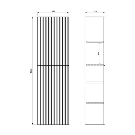 NELIO STRIP słupek wysoki 50x172x32cm, 2 drzwiczki, lewy/prawy, carina