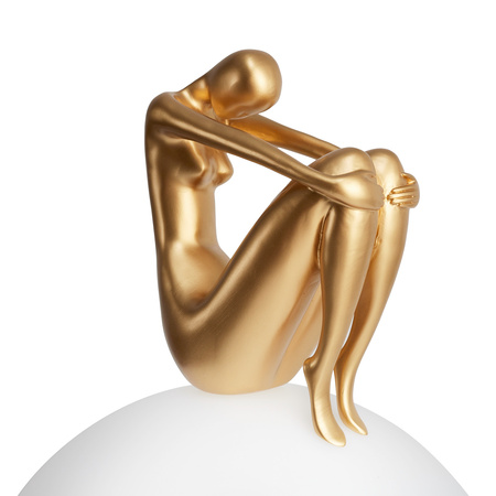 Lampa stołowa WOMAN-2 ,47 cm -złota figura, biały klosz