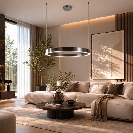 Lampa wisząca CIRCLE 80 cm - LED, ring tytan szczotkowany