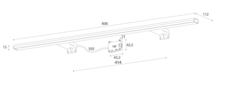 PANDORA oświetlenie ścienne LED, 15 W, 808x15x112 mm, IP44, chrom (26693CI)