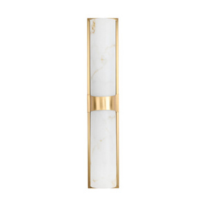 Lampa ścienna MURO LED 66 cm - biały alabaster, złote detale