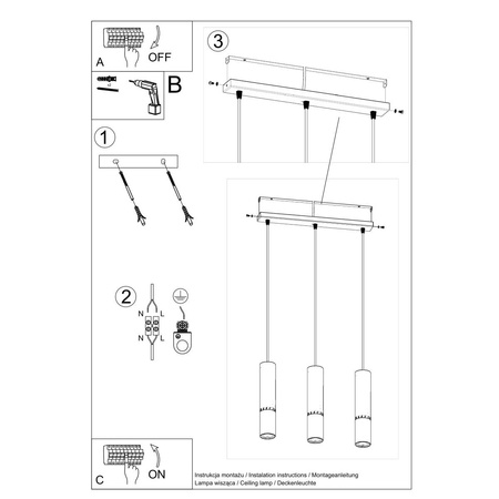 Lampa wisząca LOOPEZ 3L czarny/złoty