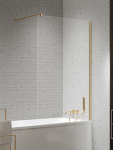 NZ4 Parawan nawannowy NESTA GOLD BRUSHED stały U 50x140 szkło czyste 8mm Active Shield 2.0 - wsp. równoległy