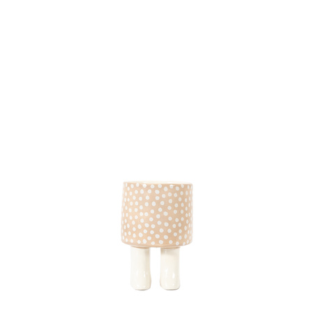 Polka Planter With Feet Medium Beige 105x105x155mm